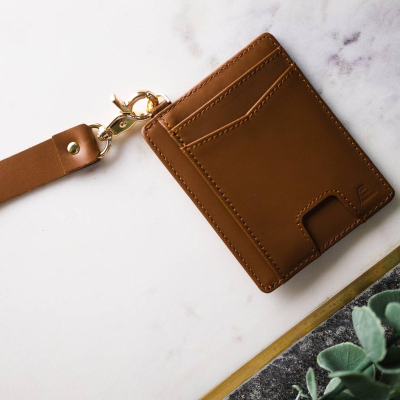 Andar The Denner Beautiful Premium Slim Card Holder RFID Blocking Card Holder Wrislet Wallet for Women (Cognac Tan) - Image 1